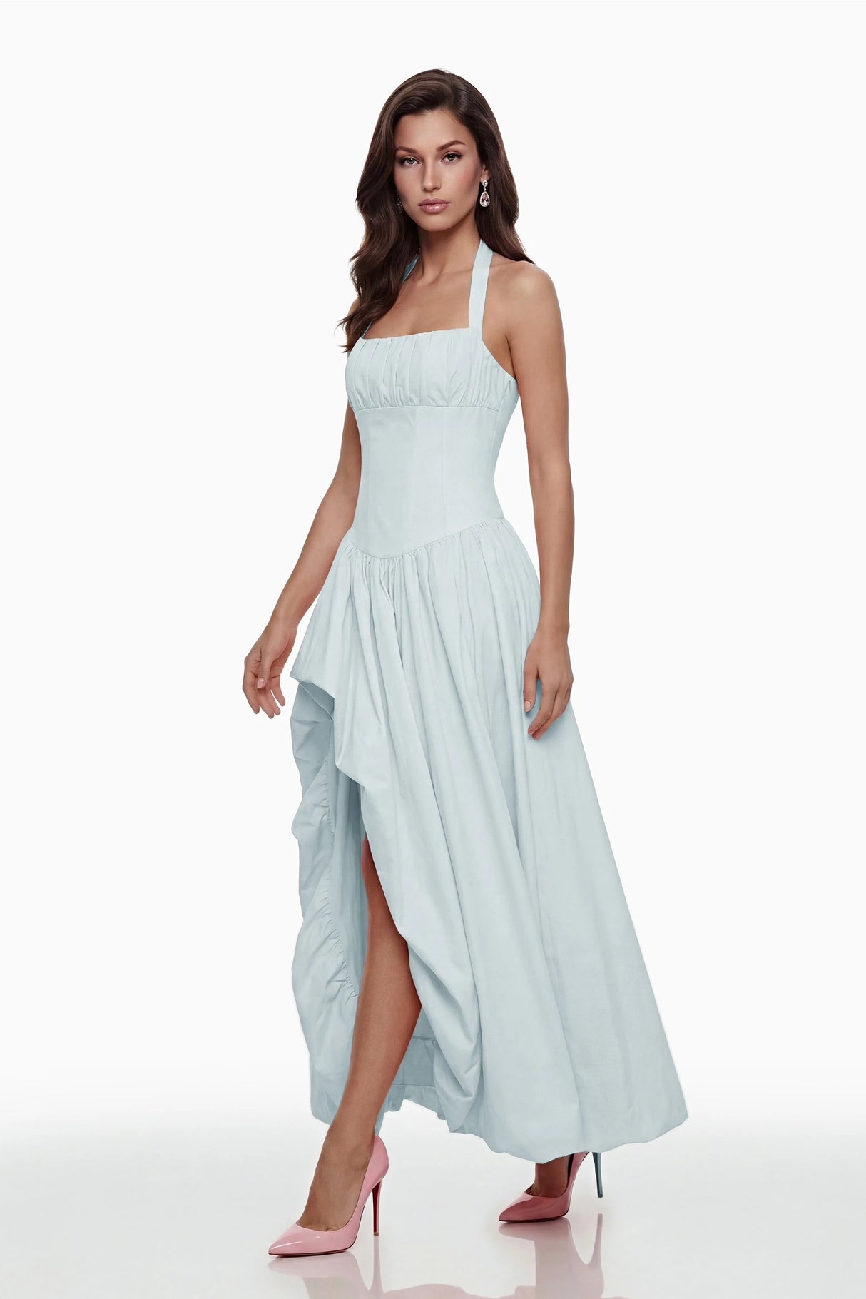 Caiya Blue Sleeveless Maxi Dress with Slit