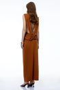 Calanthe Chocolate Brown Backless Ruched Maxi Dress