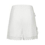 Calla fauxflower cutout blouse  shorts matching set