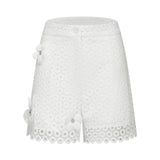 Calla fauxflower cutout blouse  shorts matching set