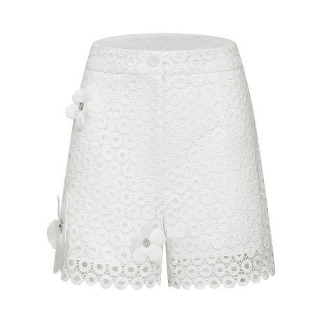 Calla fauxflower cutout blouse  shorts matching set