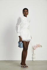 Calla fauxflower cutout blouse  shorts matching set