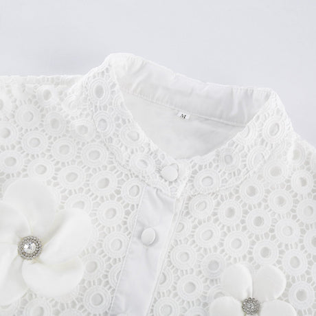 Calla fauxflower cutout blouse  shorts matching set