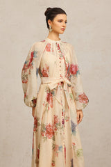 Callie Beige Floral Maxi Dress Women's Fashion