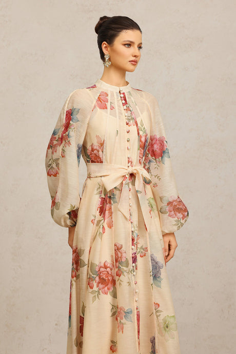 Callie Beige Floral Maxi Dress Women's Fashion