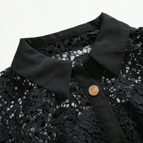 Callie Midi Dress - Neckline Collar - Occasion Night Out - Elegant Style - High Waist - Long Sleeve