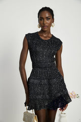 Callie Mini Dress - Sleeveless - Tiered Skirt - Sequin Details - Knitted Construction