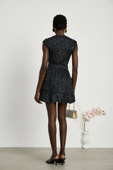 Callie Mini Dress - Sleeveless - Tiered Skirt - Sequin Details - Knitted Construction