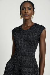 Callie Mini Dress - Sleeveless - Tiered Skirt - Sequin Details - Knitted Construction