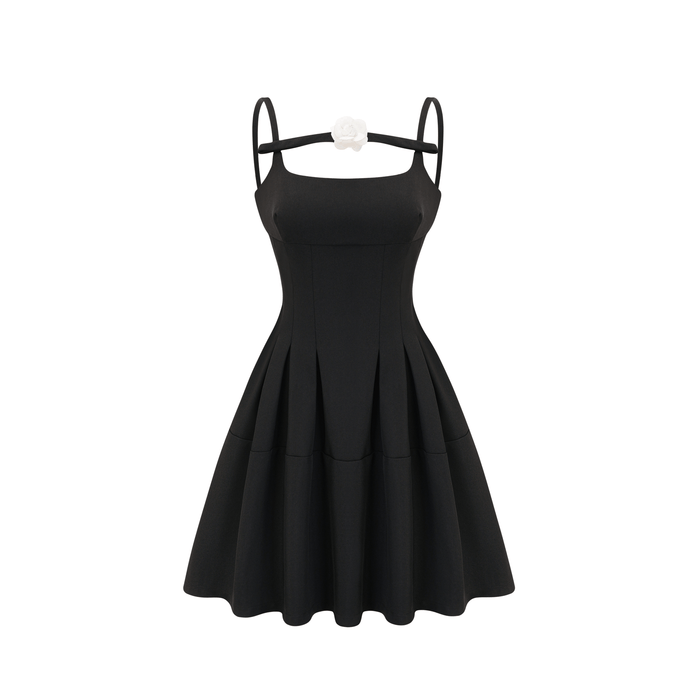 Angelica Mini Dress Camellia Pleated Open Back Chic - modified image