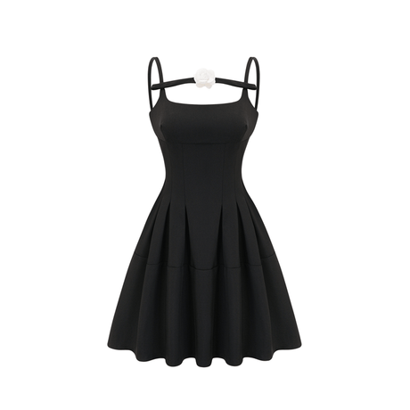 Angelica Mini Dress Camellia Pleated Open Back Chic - modified image