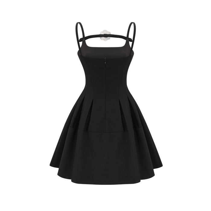 Angelica Mini Dress Camellia Pleated Open Back Chic - modified image