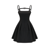 Angelica Mini Dress Camellia Pleated Open Back Chic - modified image