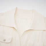 Camila Midi Dress - Ribbed Knit - Lapels and Pockets - Mermaid Hem Design