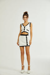 Camila Stretch - Jersey Knitted Cropped Top and Skirt Set