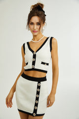 Camila Stretch - Jersey Knitted Cropped Top and Skirt Set