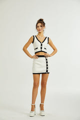 Camila Stretch - Jersey Knitted Cropped Top and Skirt Set