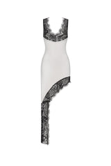 Camila White Lace Asymmetrical Midi Dress