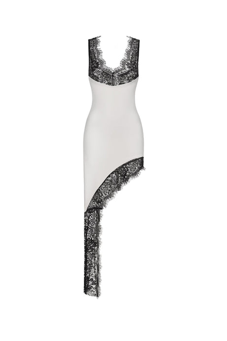 Camila White Lace Asymmetrical Midi Dress