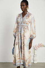 Camille floralprint longsleeve boho dress