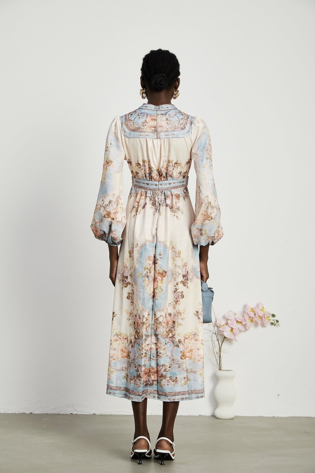 Camille floralprint longsleeve boho dress