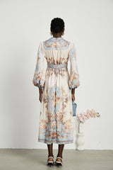Camille floralprint longsleeve boho dress