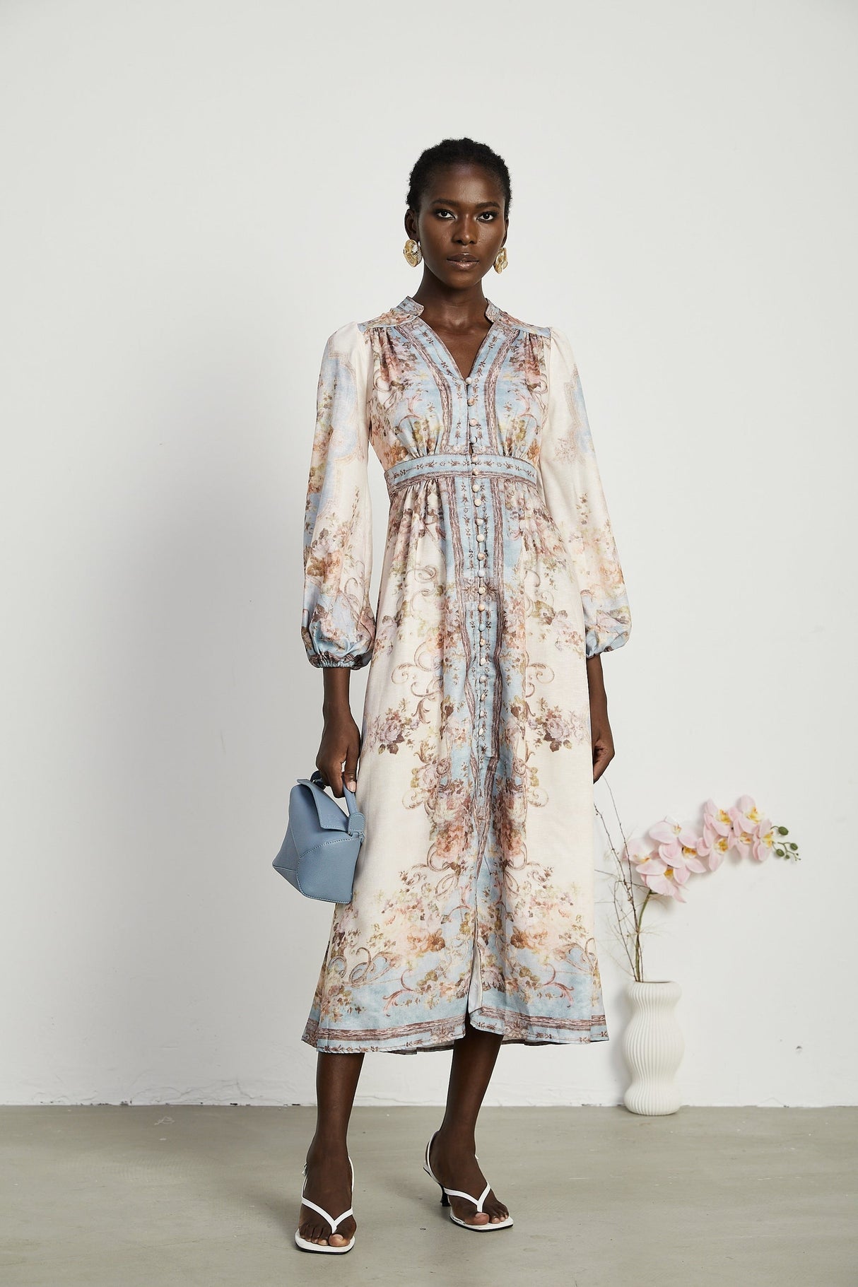 Camille floralprint longsleeve boho dress
