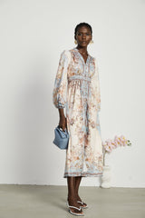Camille floralprint longsleeve boho dress