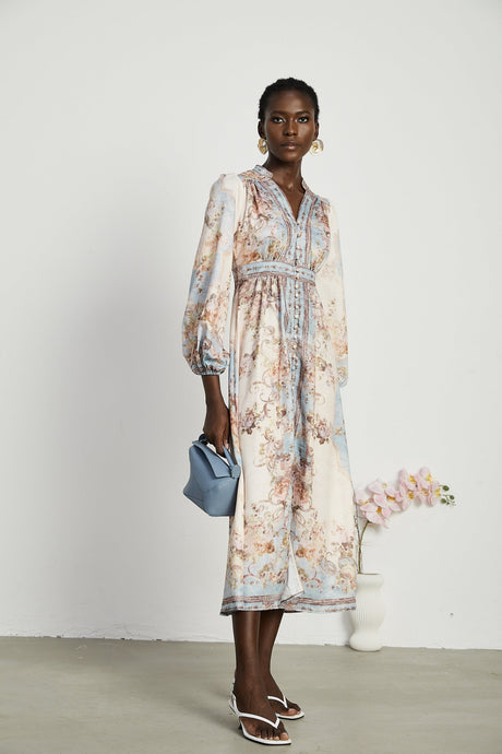 Camille floralprint longsleeve boho dress
