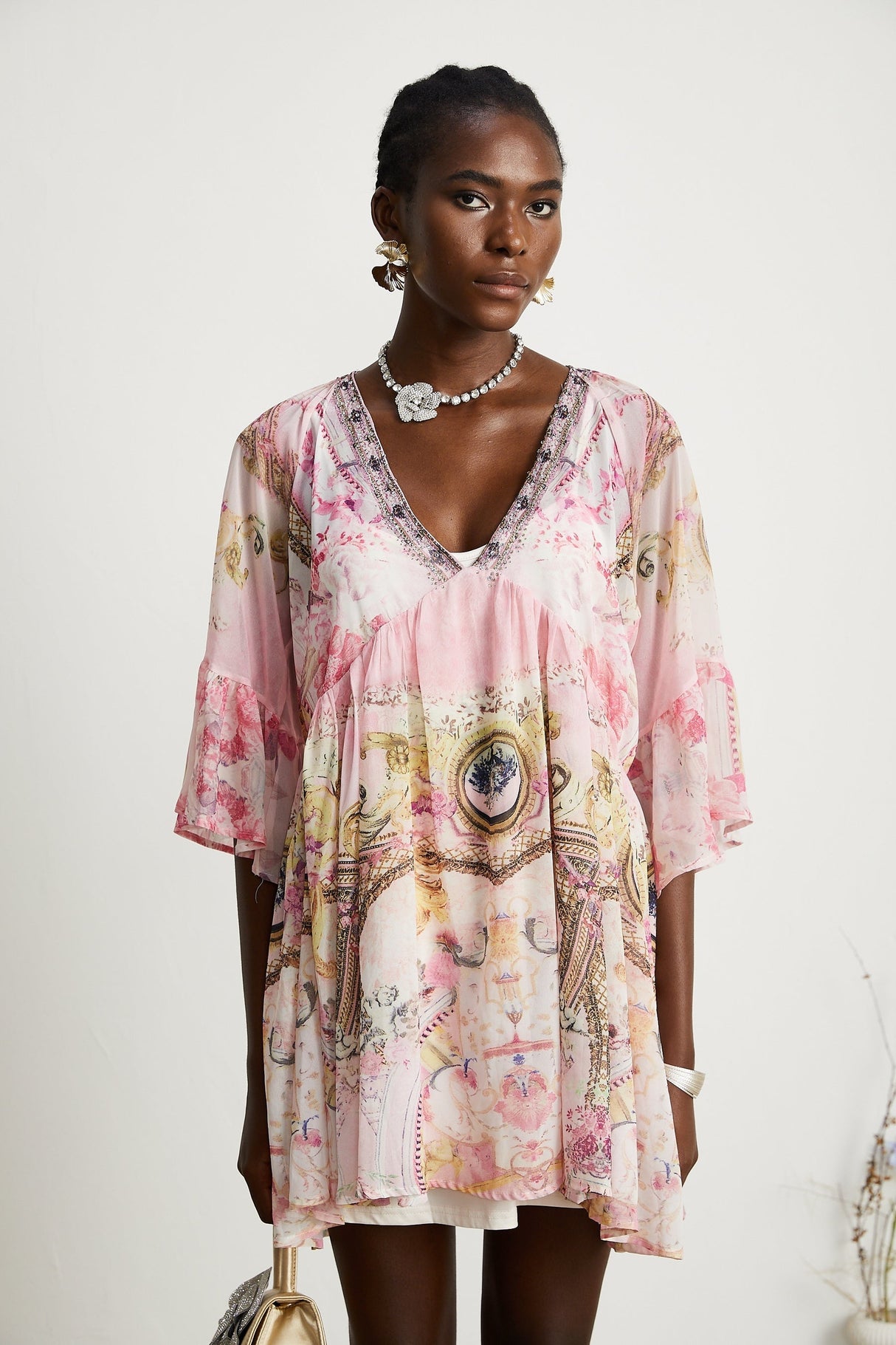Camille patternprint flared mini dress