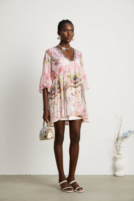 Camille patternprint flared mini dress