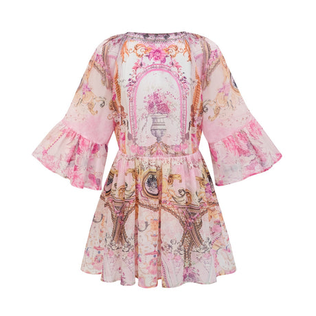 Camille patternprint flared mini dress