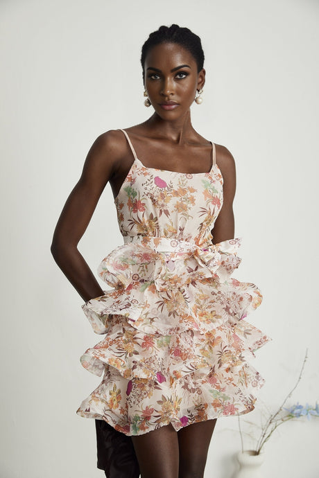 Camille ruffled floralprint mini dress