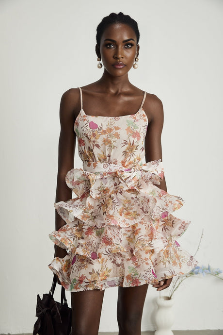 Camille ruffled floralprint mini dress