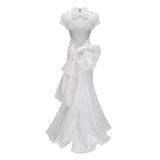 Camille White Statement Bow Mermaid Maxi Dress