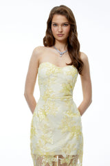 Caoimhe Yellow Floral Print Off Shoulder Maxi Dress