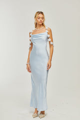 Capri floralstraps satin maxi dress