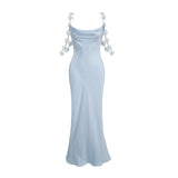 Capri floralstraps satin maxi dress
