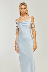 Capri floralstraps satin maxi dress