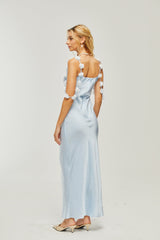Capri floralstraps satin maxi dress
