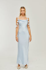Capri floralstraps satin maxi dress