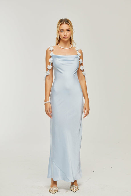 Capri floralstraps satin maxi dress