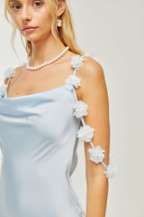 Capri floralstraps satin maxi dress