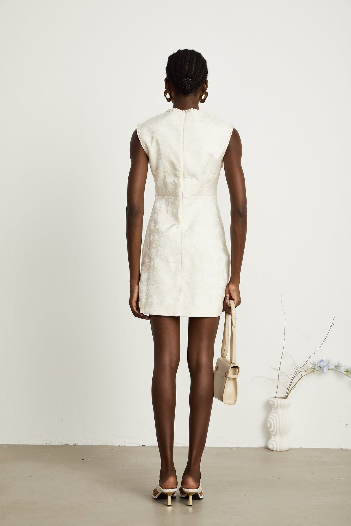 Capucine beadembellished jacquard sleeveless mini dress