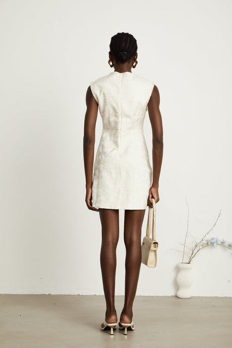 Capucine beadembellished jacquard sleeveless mini dress