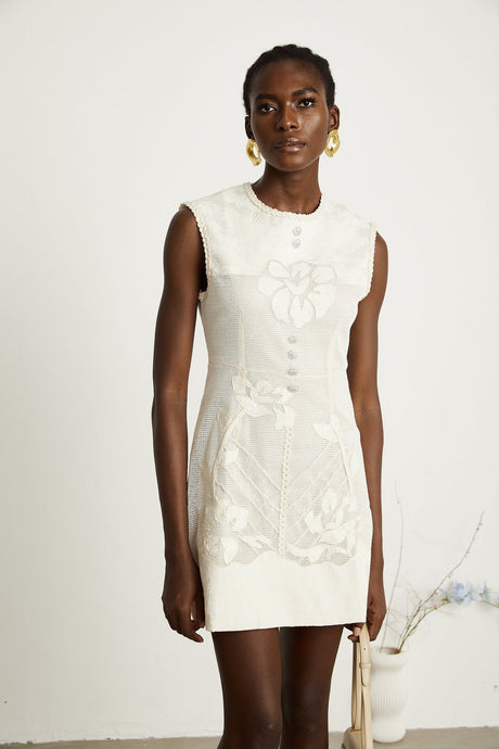 Capucine beadembellished jacquard sleeveless mini dress