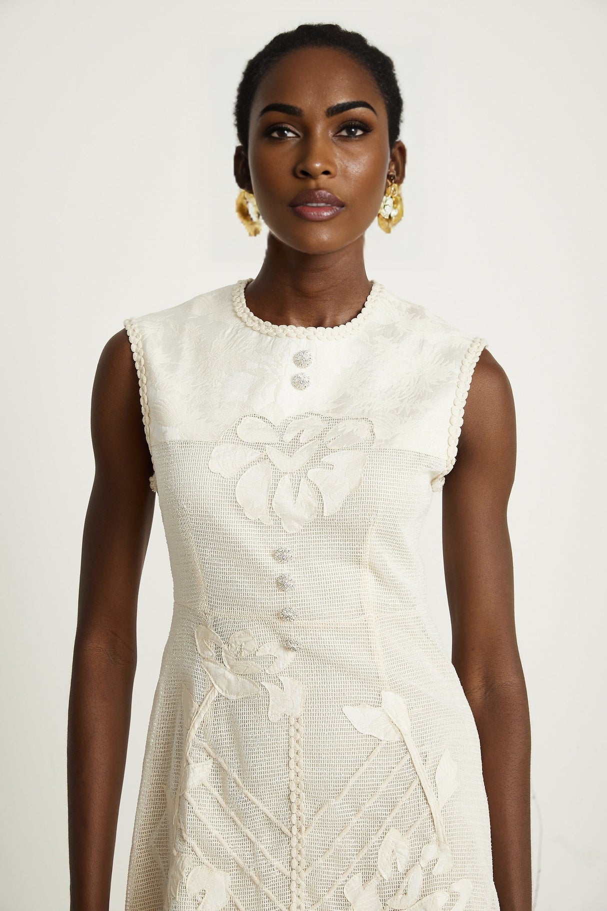 Capucine beadembellished jacquard sleeveless mini dress