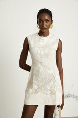 Capucine beadembellished jacquard sleeveless mini dress