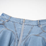 Capucine denim flouncehem skirt