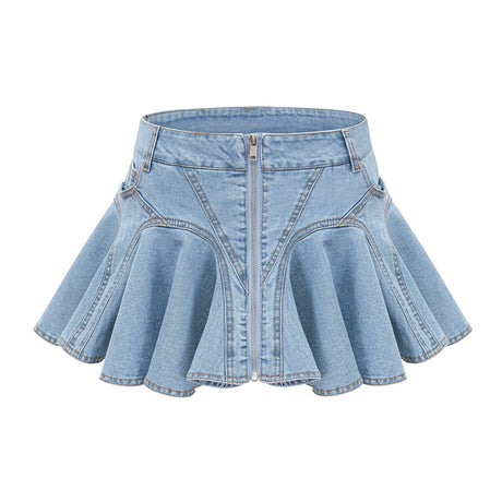 Capucine denim flouncehem skirt